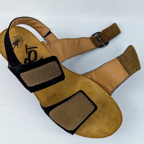 OTBT Peasant Wedge Platform Slingback Sandal Suede Leather Black 9.5M NIB - Picture 7 of 16